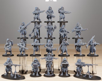 Kit de construcción Scavenger Rangers x20 - Infantería mecanizada Station Forge, imperio postapocalíptico, utilizable para juegos de guerra de mesa.