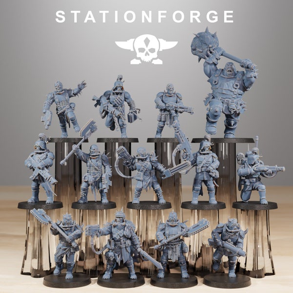 Corrupted Guard Forsaken (Set of 13) | Imperial Guard Death Division Legion Fighters Squad Mutant Miniatures | 8k Print by StationForge