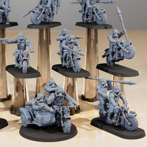 GrimGuard Death Bikers (Set of 10) + Base(s) by StationForge - Grimdark Future | Death Division | Imperial Guard | Death Riders