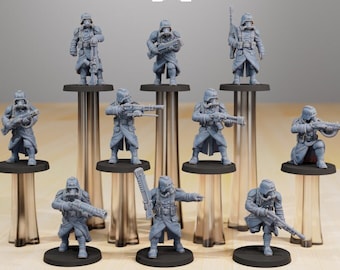 GrimGuard Infantry Basic (Set of 10) + Base(s) 16K | 12K UHD Prints by StationForge | Trench Warfare | Rogue Infantry | Void Guard Templar