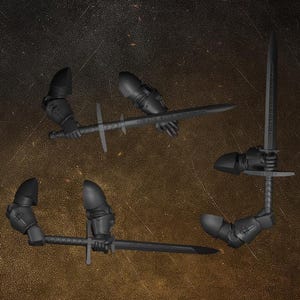 Black Gryphons 2-Handed Swords (Set of 3) by DakkaDakka Miniatures | Upgrade Bits | Kitbash | Melee Weapons | Maces | Swords | Arms