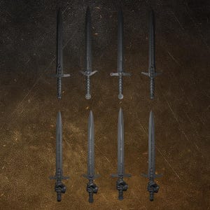 Black Gryphons 1-Handed Swords (Set of 4) by DakkaDakka Miniatures | Upgrade Bits | Kitbash | Melee Weapons | Maces | Swords | Arms
