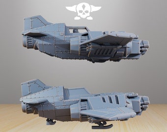 May include: Two gray, detailed, futuristic, spaceship models. The top model is angled slightly upward, while the bottom model is angled slightly downward. Both models have a similar design with a long, narrow body, a pointed nose, and a pair of wings.