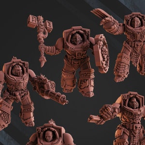 Salamander Volcano Armor Squad 12K UHD von DakkaDakka Miniatures | Grimmdark Zukunft | Feuereidechse | Raum Krieger | Marine Ritter