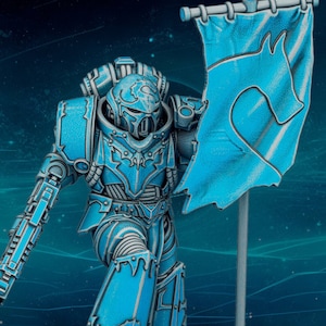 Scylla Banner Man by DakkaDakka Miniatures - Grimdark | Sci-fi Future | Ultra Space | Warrior Marines | Chaos Traitor | Alpha Omega