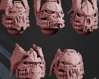 Night Hunter Heads (set van 5) van DakkaDakka Miniatures - Grimdark | Sciencefiction-toekomst | Ultraruimte | Krijger mariniers | Chaosverrader | Alfa
