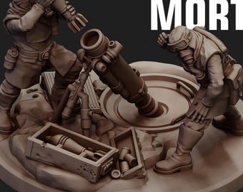Desert Hawks Mortar Team + Base(s) by Red Pilgrim Miniatures - | Grimdark Future | Legion | Trench Guards | Zealot Templars