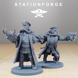 GrimGuard Officer Commissar (Set of 1) + Base(s) by StationForge - Grimdark Future | Sci-fi | Miniature Proxy | Imperial Guardsmen
