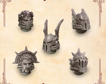 Crimson Lord Heads Ver.3 16K / 24K UHD de Greytide Studios Conversion Bits / Heralds / Space Knights / Grimdark Tabletop Wargaming