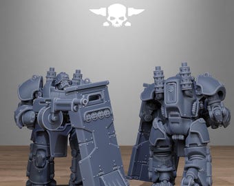 Armatura potenziata GrimGuard: mitragliere pesante + base/i Stampe UHD 16K / 12K di StationForge / Guerra di trincea / Rogues / Guardia di trincea / Grimdark