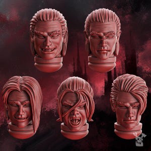 Crimson Wings Handsome Heads Male (Set of 10) 14K | 16K UHD Print by DakkaDakka Miniatures - Grimdark | Marines | Blood | Angels | Space
