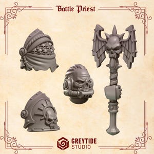 Crimson Lords Battle Priest Upgrade Kit 16K | 24K UHD by Greytide Studios Conversion Bits | Blood | Angels | Marines | Grimdark Tabletop