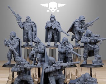 GrimGuard-krypskyttar (set om 10) + bas(er) 16K | 12K UHD-utskrifter av StationForge | Skyttegravskrigföring | Skandalinfanteri | Void Guard Templar