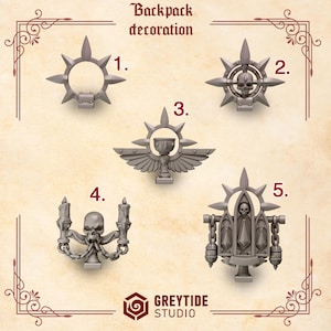 Crimson Lords Backpack Decoration (Set of 5) 16K | 24K UHD by Greytide Studios Conversion Bits | Blood | Angels | Marines | Grimdark