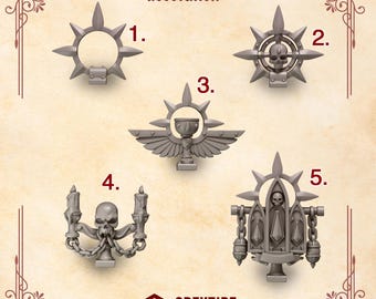 Crimson Lords Backpack Decoration (Set of 5) 16K | 24K UHD by Greytide Studios Conversion Bits |  Heralds | Space Knights | Grimdark