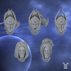 Nova Star Heads Heads (Set of 5) by DakkaDakka Miniatures - Grimdark Future | Sororitas | Sisters | Silence | Angels | Gothic | Adepta