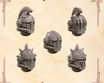 Crimson Lord Heads Ver.5 16K / 24K UHD de Greytide Studios Conversion Bits / Heralds / Space Knights / Grimdark Tabletop Wargaming