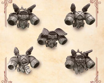 Crimson Lords Jetpacks (Set of 5) 16K | 24K UHD by Greytide Studios Conversion Bits |  Heralds | Space Knights | Grimdark Tabletop