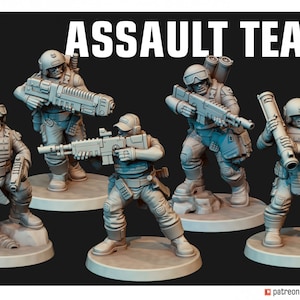 Assault Team (5 Models) + Base(s) by Red Pilgrim Miniatures - | Grimdark Future | Sci-fi | PMC Veterans | Desert Hawks | Death Division