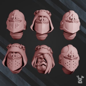 6 War Sisters Head Bits Blood Rose (Set of 6) | OFFICIAL PREMIUM 8K RESOLUTION Miniatures by Dakka Dakka Miniatures