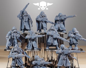 GrimGuard Frostwatch Marksmen (Set of 10) + Base(s) by Station Forge Miniatures - Grimdark Future | Defence Force | Military | Death Guard