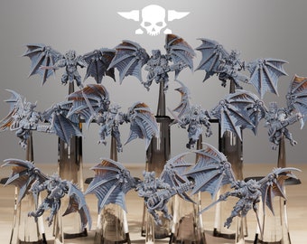 Pythonicus-flyers (set van 10) | Scavenger Cultist Tech Priesters vrome gevleugelde luchtsteun | 8k high-detail harsafdruk door Station Forge