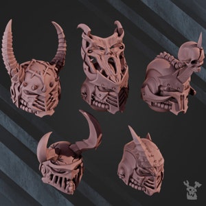 5 Predator Helmets CW (Set of 5) by DakkaDakka Miniatures - | Custom | Kitbash | Upgrade | Chaos | Alt Helmets | Space | Plague | Marine