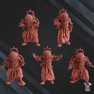 Dômes de prêtre Shock de Machine Cult (5 modèles) - | Miniature imprimée en résine 8K | Le culte des machines | Mechanicus | L'avenir de Grimdark | par DakkaDakka