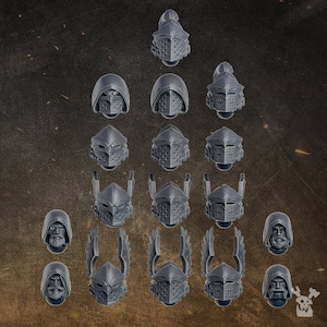 Black Gryphons Infantry Assembly Kit (17 Pieces) by DakkaDakka Miniatures | Upgrade Bits | Kitbash | Knight Helmets | Heads | Space Helmets
