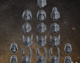 Black Gryphons Infantry Assembly Kit (17 Pieces) by DakDak Miniatures | Upgrade Bits | Kitbash | Knight Helmets | Heads | Space Helmets