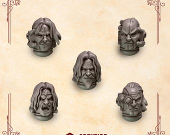 Crimson Lords Heads Ver.2 (Lote de 5) 16K / 24K UHD de Greytide Studios Conversion Bits / Heralds / Space Knights / Grimdark Tabletop