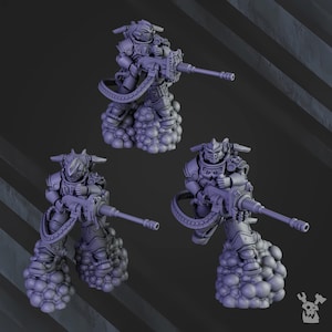 Megalodons Clan Depressors (Set of 3) 14K | 16K UHD Print by DakkaDakka Miniatures - Grimdark | Sci-fi | Marines | Carcharodons | Space