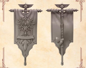 Crimson Lord Vex Banner 16K / 24K UHD di Greytide Studios Conversion Bits / Araldi / Cavalieri Spaziali / Grimdark Tabletop Wargaming