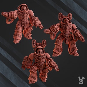Salamanders Dragon Armor Squad (3 Models) by DakkaDakka Miniatures - | 8K 3D Print | Grimdark Future | Space Warriors | Knight Fighters |
