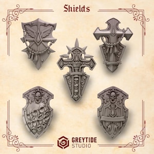 Crimson Lords Shields 16K | 24K UHD by Greytide Studios Conversion Bits | Blood | Angels | Marines | Grimdark Tabletop Wargaming