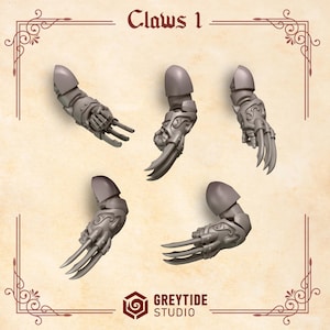 Crimson Lords Claws (Set of 5) 16K | 24K UHD by Greytide Studios Conversion Bits | Blood | Angels | Marines | Grimdark Tabletop