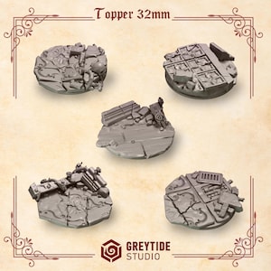 Crimson Lords Base Toppers 32mm (Set of 5) 16K | 24K UHD by Greytide Studios Conversion Bits | Blood | Angels | Marines | Grimdark Tabletop