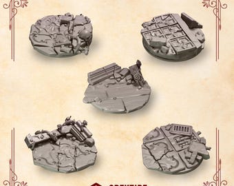 Crimson Lords Base Toppers 32mm (Set of 5) 16K | 24K UHD by Greytide Studios Conversion Bits |  Heralds | Space Knights | Grimdark Tabletop