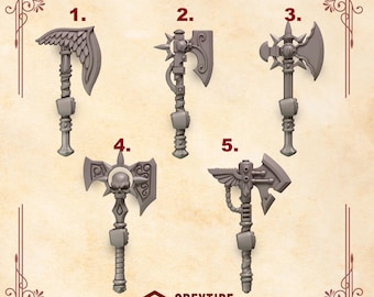 Crimson Lord Axes (5er Set) 16K | 24K UHD von Greytide Studios Umwandlung Bits |  Herolde | Raum Ritter | GrimmDark Tabletop Wargaming