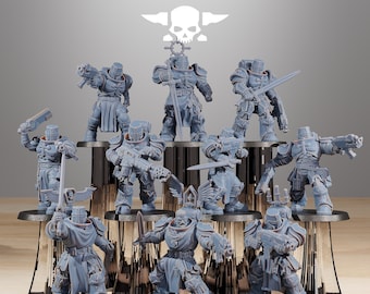 Sokrates Legion Zealots (10 Modelle) + Basis(n) von StationForge | 8K Druck | Raum Krieger | Jetpack | Kaiserliche Marine | Grimmdark Zukunft |