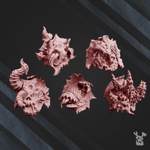 10 Corpsemakers Shoulder Pads No.2 (Set of 5) by DakkaDakka Miniatures - | Kitbash | Upgrade | Chaos | Shoulder | Space | Plague | Marines