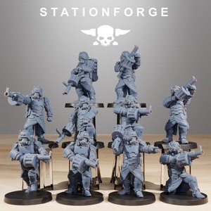 GrimGuard Tinkers (Set of 10) + Base(s) by Station Forge Miniatures - Grimdark Future | Astra Militarum | Imperial Guard | Death Division