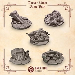 Crimson Lords Base Toppers 32mm (Set of 5) 16K | 24K UHD by Greytide Studios Conversion Bits | Blood | Angels | Marines | Grimdark Tabletop