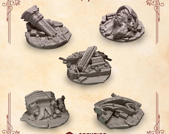 Crimson Lords Base Toppers 32mm (Set of 5) 16K | 24K UHD by Greytide Studios Conversion Bits |  Heralds | Space Knights | Grimdark Tabletop
