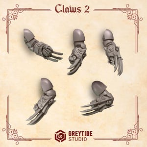 Crimson Lords Claws (Set of 5) 16K | 24K UHD by Greytide Studios Conversion Bits | Blood | Angels | Marines | Grimdark Tabletop