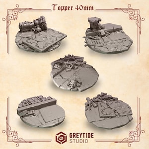Crimson Lords Base Toppers 40mm (Set of 5) 16K | 24K UHD by Greytide Studios Conversion Bits | Blood | Angels | Marines | Grimdark Tabletop