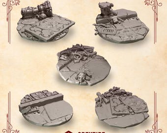 Crimson Lords Base Toppers 40mm (Set of 5) 16K | 24K UHD by Greytide Studios Conversion Bits |  Heralds | Space Knights | Grimdark Tabletop