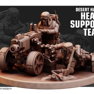 Desert Hawks Heavy Support Team + Base(s) by Red Pilgrim Miniatures - | Grimdark Future | Grim Guard | Death Division | Heavy Artillary