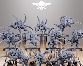 Xenarid Infantry Melee 2.0 + Base(s) by StationForge - Xenos | Alien | Prime | Gaunts | Hive Lord | Leviathan | Neurotyrant | Screamer