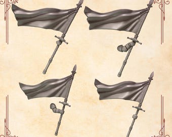 Stendardo dei Signori Cremisi (Set di 4) 16K / 24K UHD di Greytide Studios Conversion Bits / Araldi / Cavalieri Spaziali / Grimdark